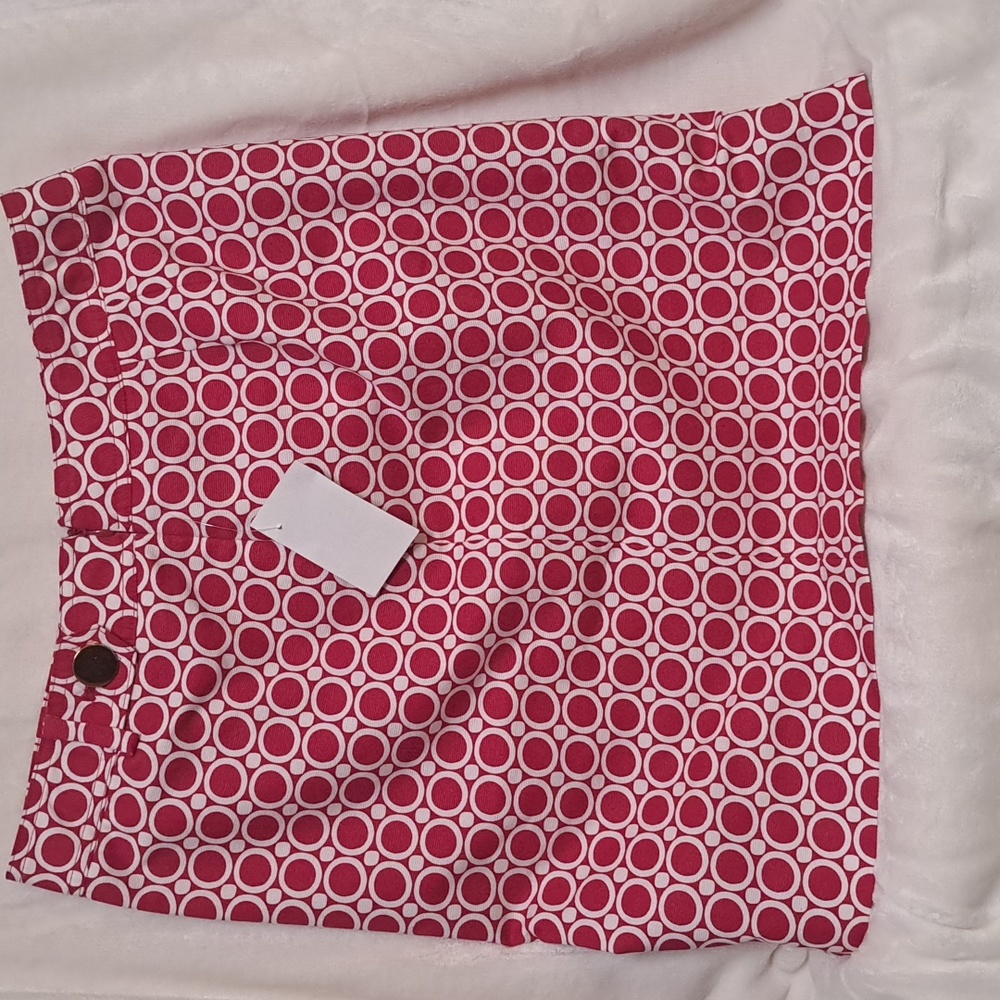 ANN TAYLOR MINI SKIRT -CoralPink & White. NWOT